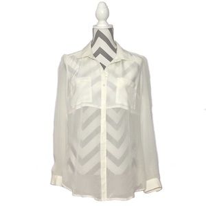 Candie’s Semi-Sheer Button Down Blouse-EUC-Sz Large